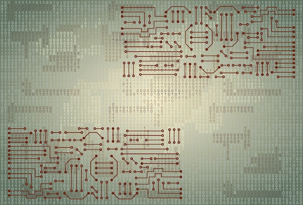 Moderne elektronische schakeling en binaire code tekenen