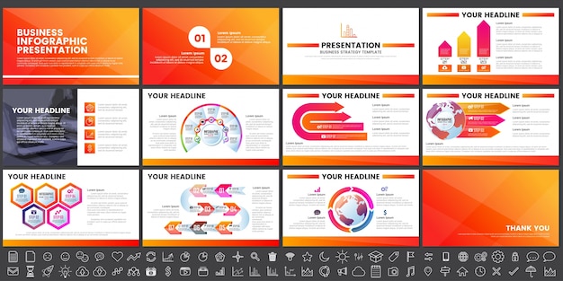 Moderne elementen van infographics voor presentaties