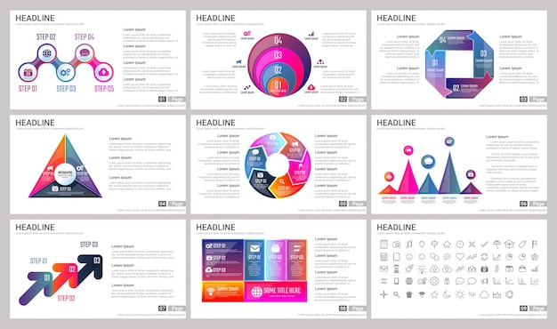 Moderne elementen van infographics voor presentatiesjablonen