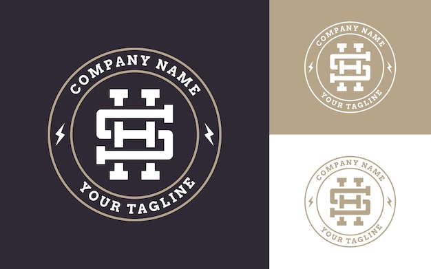 Vector moderne en creatieve beginletters s en h monogram badge logo vector voor bedrijf in vintage stijl