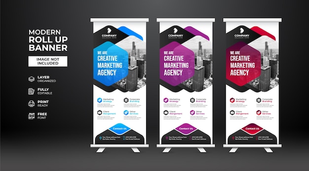 Moderne en creatieve zakelijke roll-up bannersjabloon