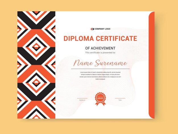 Moderne en eenvoudige certificaatsjabloon