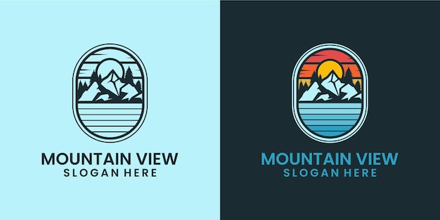 Moderne en kleurrijke inspiratie voor het ontwerpen van logo's voor berglandschap