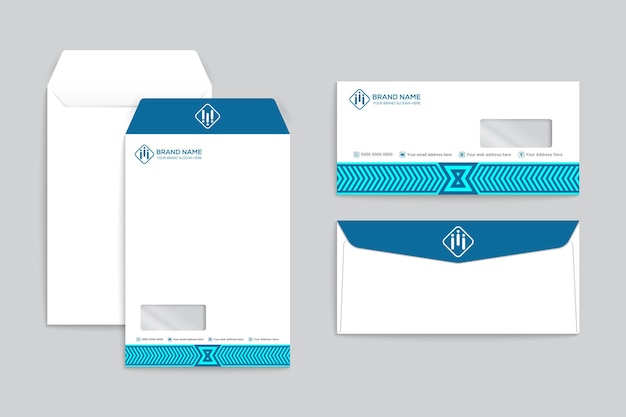 Moderne envelop ontwerp blauwe kleur