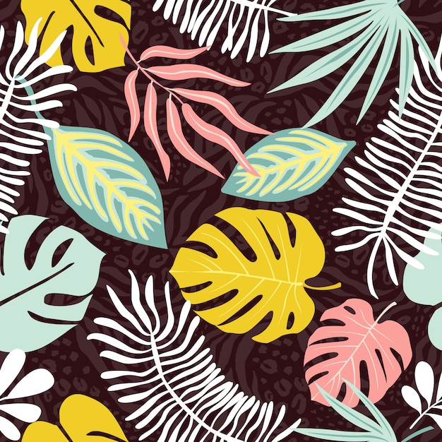 Moderne exotische jungle fruit en planten naadloze patroon in vector.