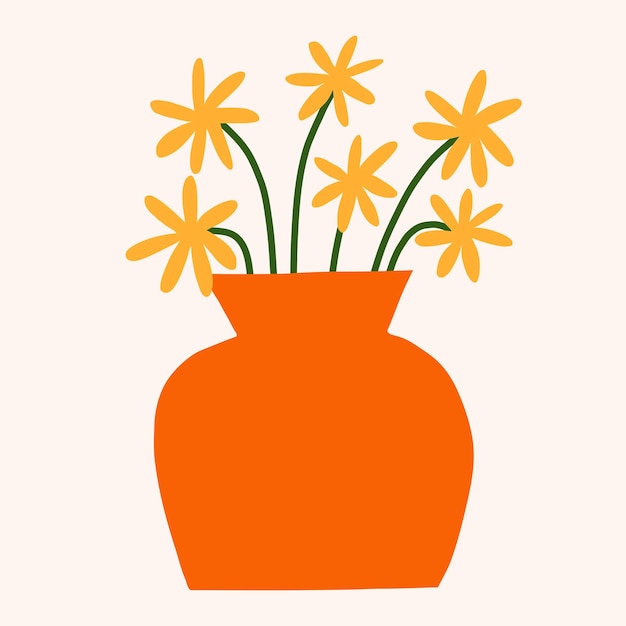 Moderne florale platte vector illustratie Cutout stijl bloemen vaas Botanische schattige eenvoudige clipart