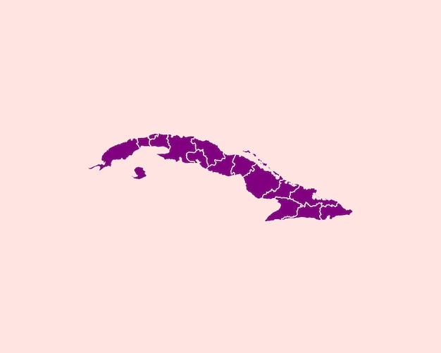 Vector moderne fluwelen violette kleur hoog gedetailleerde grenskaart van cuba geïsoleerd op paars