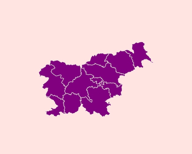 Moderne fluwelen violette kleur hoog gedetailleerde grenskaart van slovenië geïsoleerd op roze