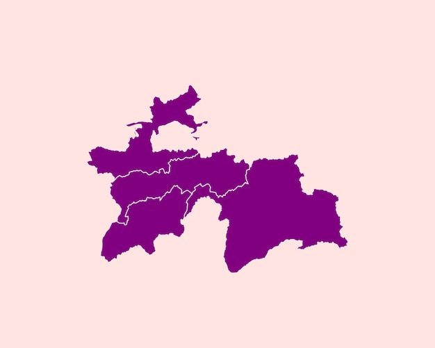 Moderne fluwelen violette kleur hoog gedetailleerde grenskaart van Tadzjikistan geïsoleerd op roze