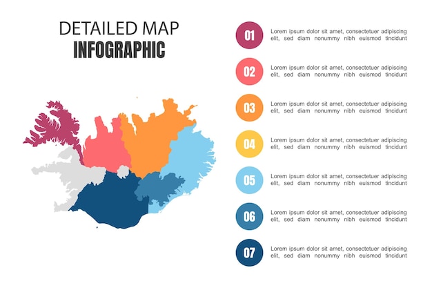 Moderne gedetailleerde kaartinfographic van ijsland