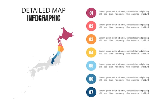 Vector moderne gedetailleerde kaartinfographic van japan