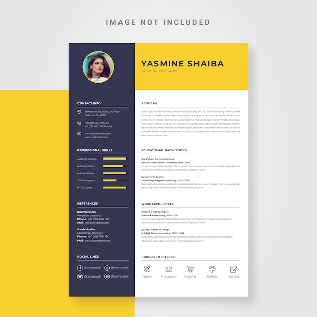 Moderne gele cv cv ontwerpsjabloon