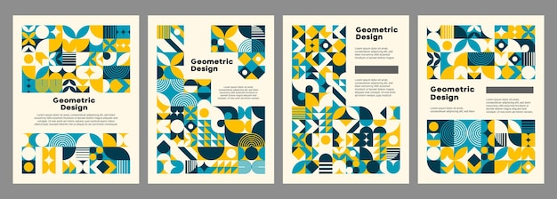 Vector moderne gele turquoise abstracte geometrische posters