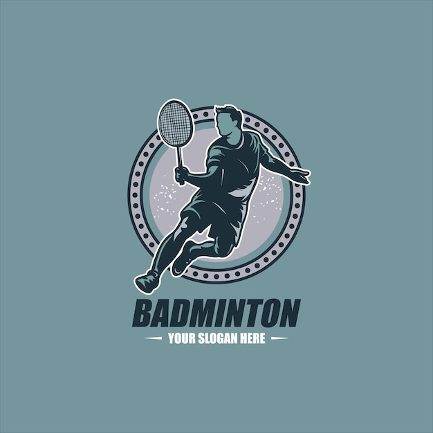 Vector moderne gepassioneerde badmintonspeler in actie logo creatief badminton design concepten sjabloon icoon