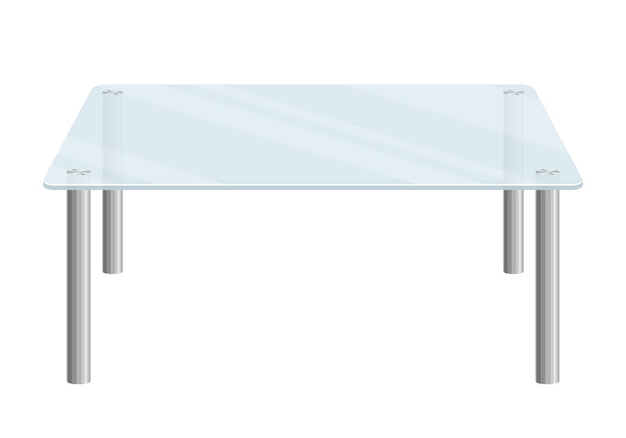 Vector moderne glazen tafel transparante salontafel icoon met metalen poten meubilair voor interieur