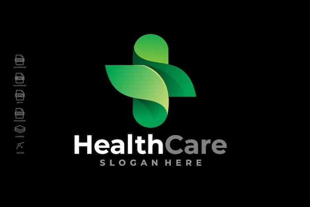 Moderne gradiënt gezondheidszorg apotheek medische Logo ontwerp sjabloon Vector