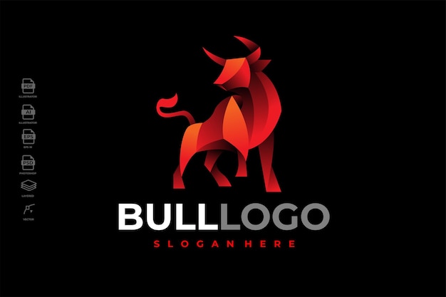 Moderne gradiënt kleurrijke Bull Ox Logo sjabloon illustratie Vector