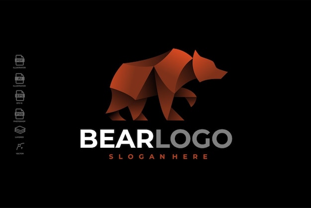 Vector moderne gradiënt kleurrijke grizzly bear logo sjabloon illustratie vector