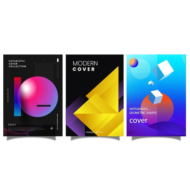 Moderne gradiënt poster achtergrond vector set Minimalistische stijl cover sjabloon met monotone perspectief
