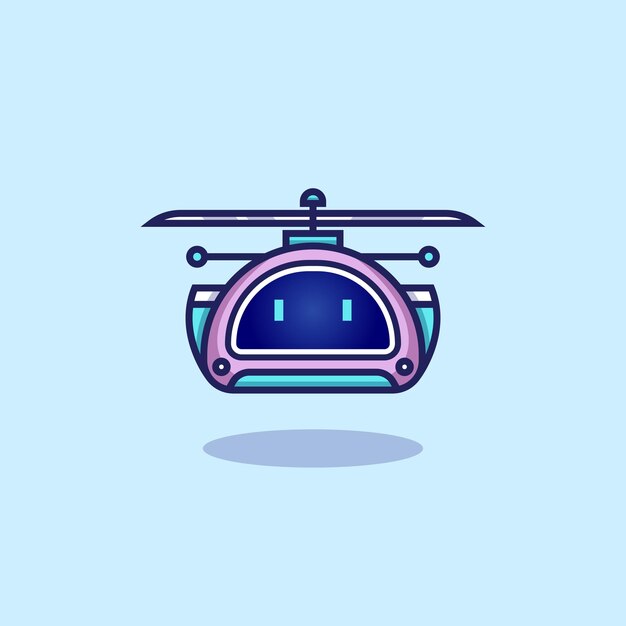 moderne grappige schattige vliegende robot met helikopter bladen cartoon platte pictogram vector illustratie ontwerp