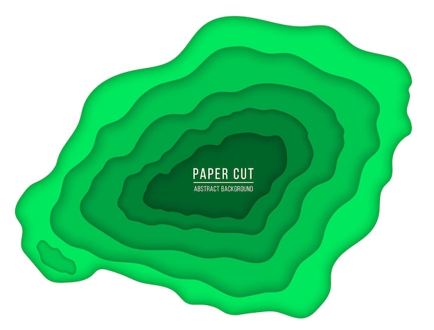 Vector moderne groene 3d-papier gesneden kunstsjabloon met abstracte gebogen vormen