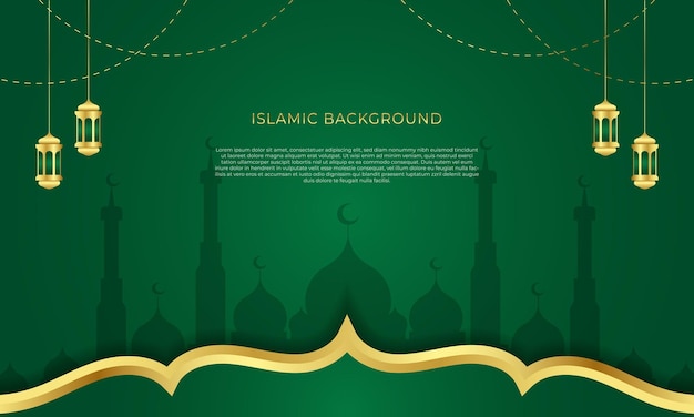 Vector moderne groene luxe islamitische achtergrond met ornament ontwerp concept