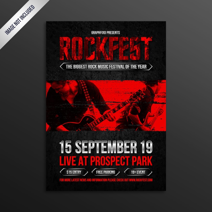 Vector moderne grunge rock muziekfestival poster