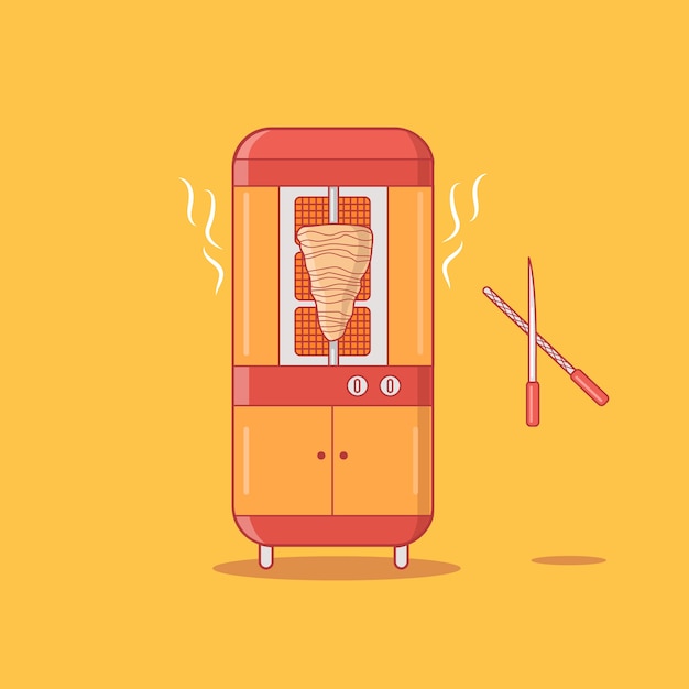 Moderne gyros shawarma grill machine vector illustratie