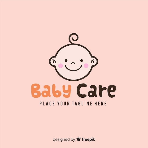 Moderne hand getrokken baby logo sjabloon