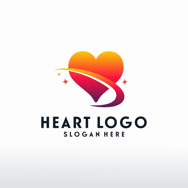 Moderne hart logo ontwerpen met swoosh logo vector, liefde logo ontwerpen concept