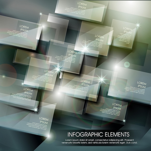 Moderne hi-tech glanzende infographic elementensjabloon voor glazen platen