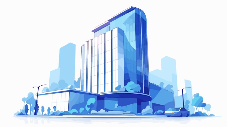 Vector moderne hoteltoren geïsoleerd op city street