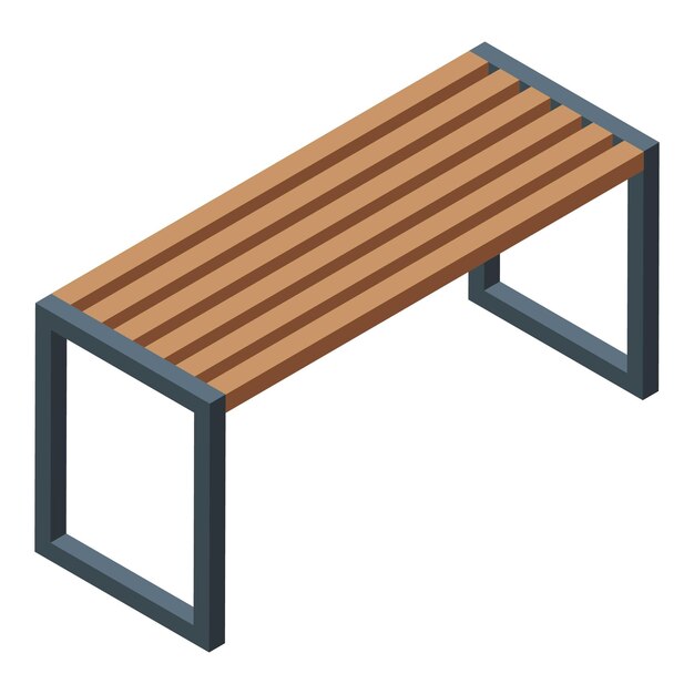 Moderne houten parkbank met metalen frame isometrische illustratie