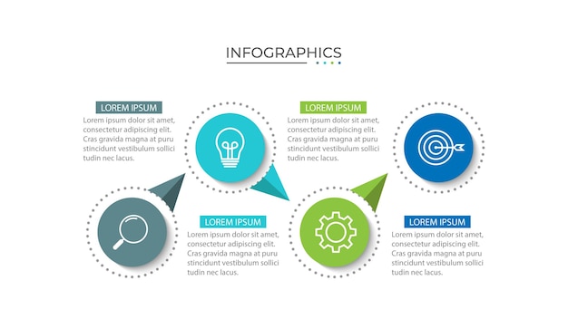 Moderne infografische sjabloon Creatief cirkelelementontwerp met marketingicons Bedrijf 4 stappen