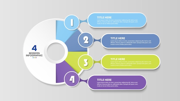 Vector moderne infografische sjabloon met 4 stappen proces of opties procesdiagram gebruikt voor proces