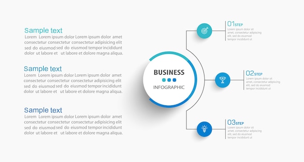 Moderne infografische sjabloon voor bedrijven met 3 opties of stappen