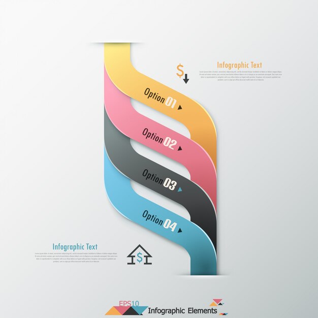 Moderne infographic optiesbanner met linten