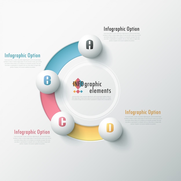 Moderne infographic optiesbanner met witte gebieden op kleurenweg