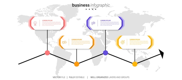 Moderne infographic sjabloon met 4 stappen