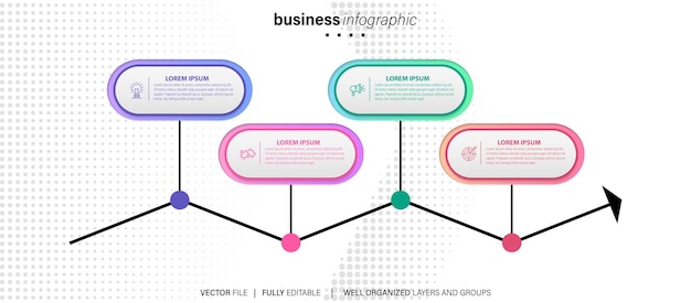 Moderne infographic sjabloon met 4 stappen