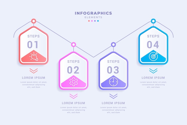 Moderne infographic sjabloon met vier stappen of optie creatief conceptontwerp