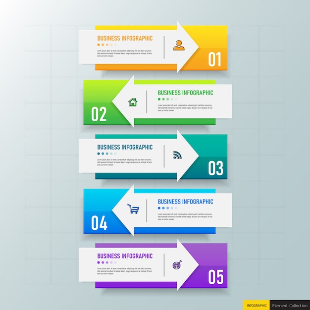 Moderne infographics-sjabloon 5 opties.