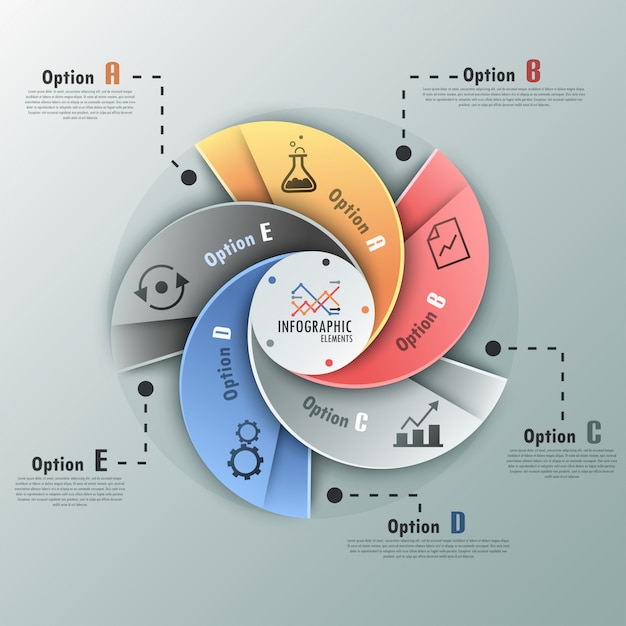 Moderne infographics spiraal opties banner