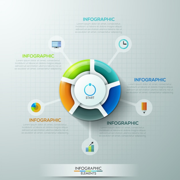 Moderne infographicsoptiesbanner met cirkeldiagram