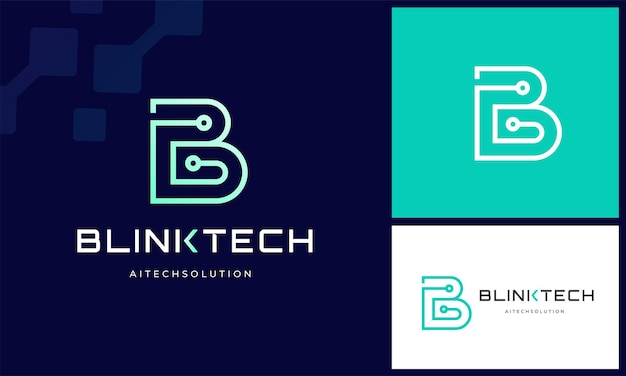 Moderne initiale letter B met digitale technologie wire link internetverbinding logo ontwerp