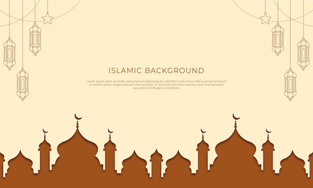 moderne islamitische achtergrond met moskee papier schattige stijl voor groeten kaart decoratie