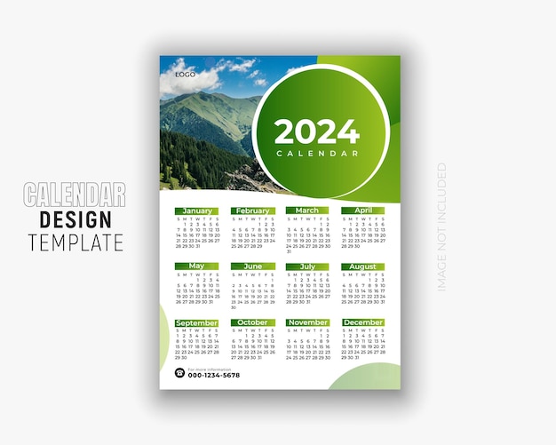 Moderne kalenderontwerp sjabloon voor het nieuwe jaar 2024