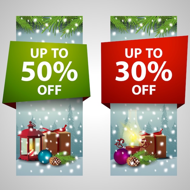 Moderne kerstbanner met 50% en 30% verkoop