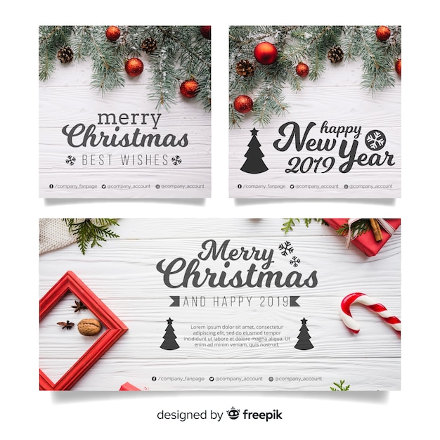 Moderne kerstmisbanners met foto