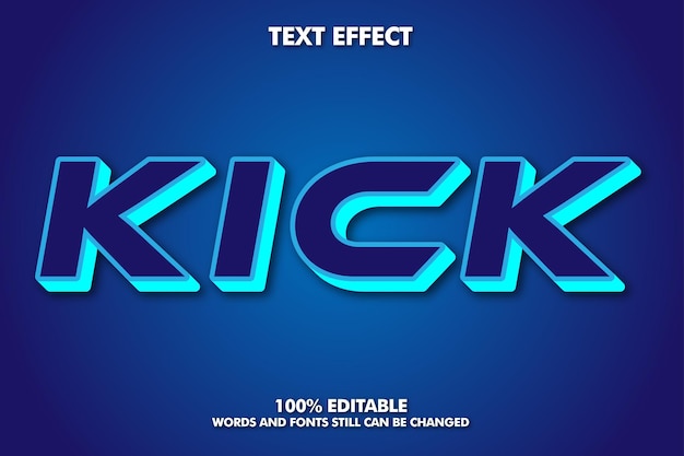 Moderne Kick Bold 3D typografie cartoon bewerkbare tekst effect